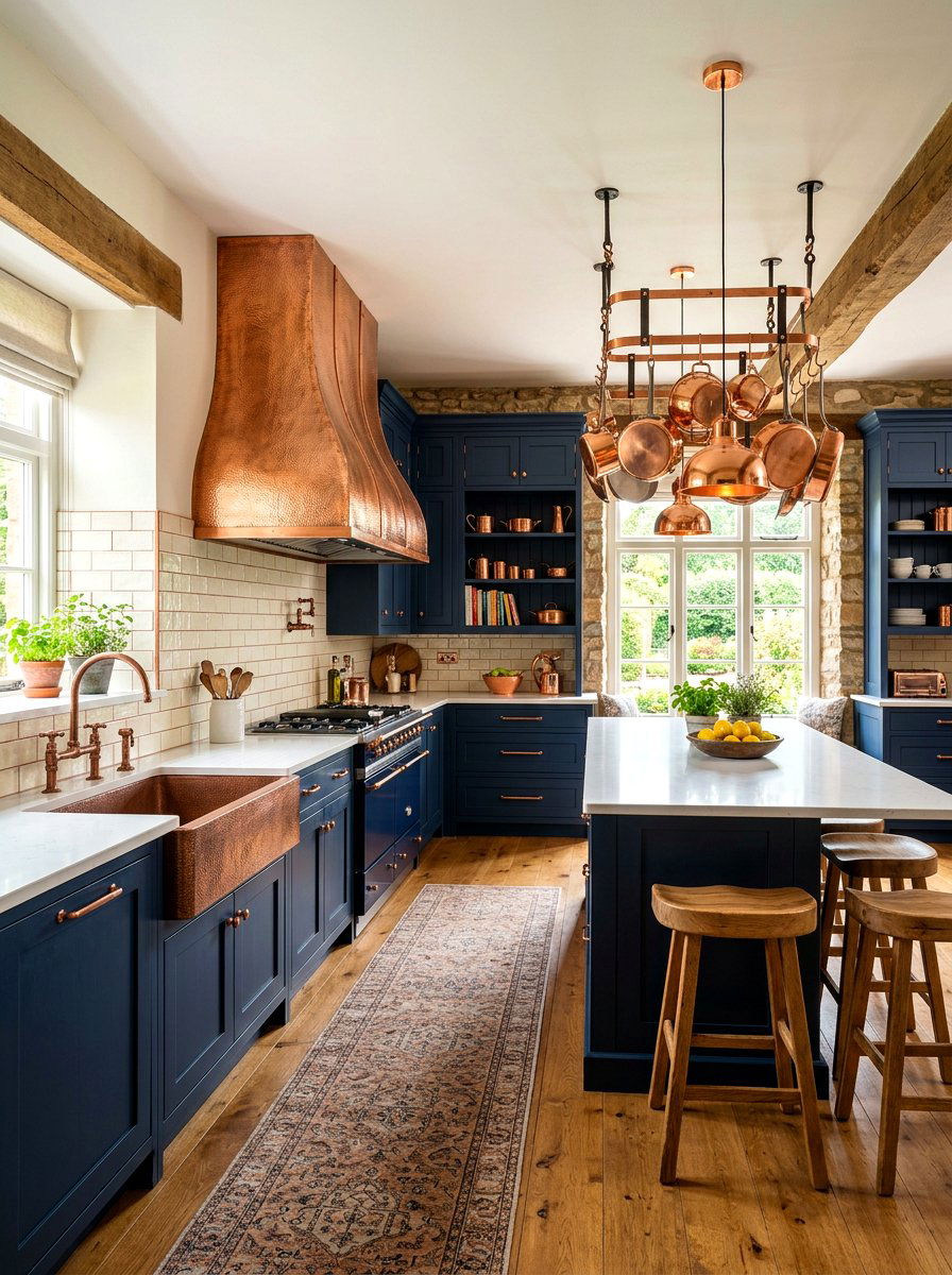 Copper accent kitchen - 30 rustic European kitchen ideas