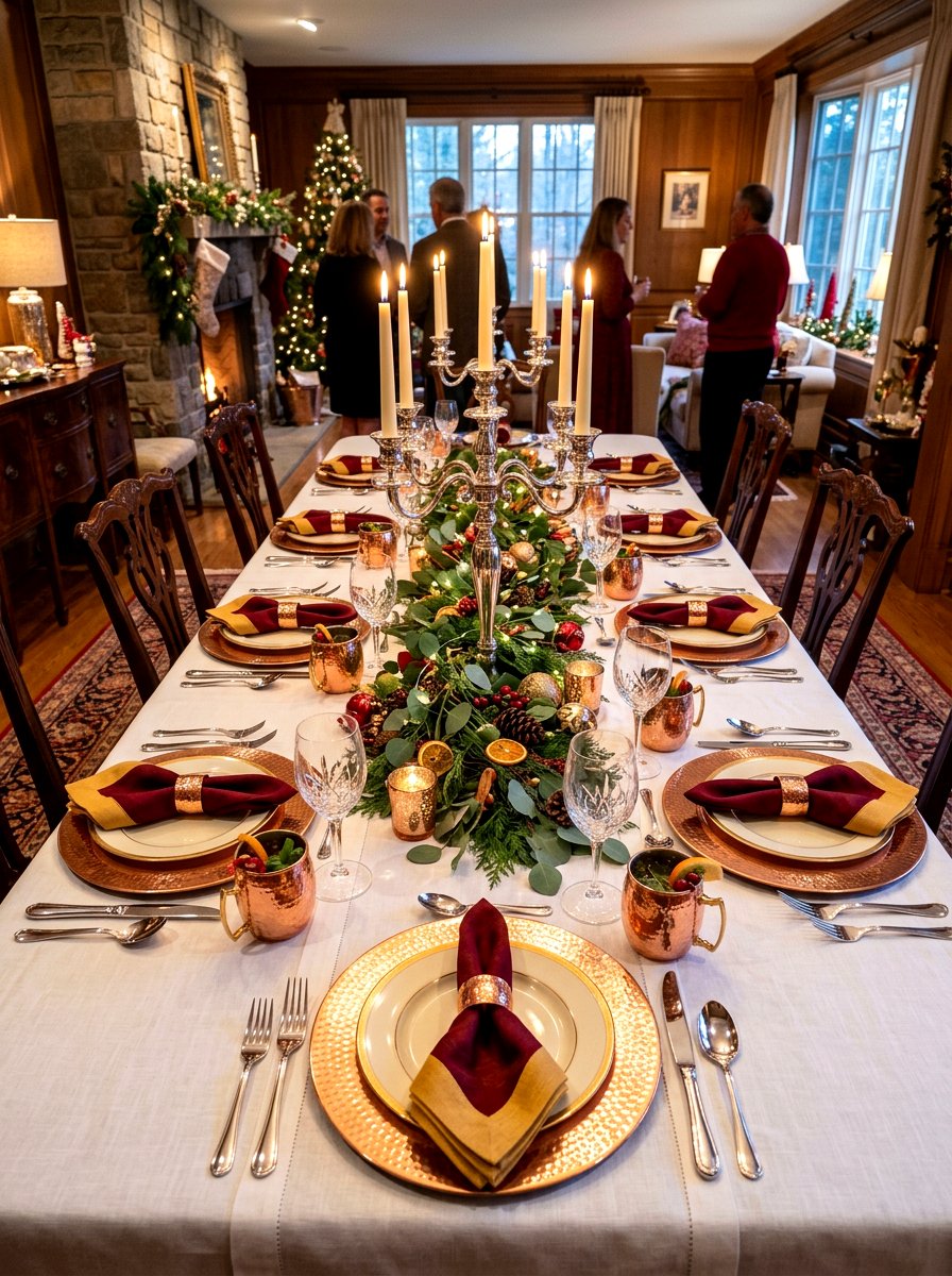 Copper and silver tablescape - 30 mixed metal decor ideas