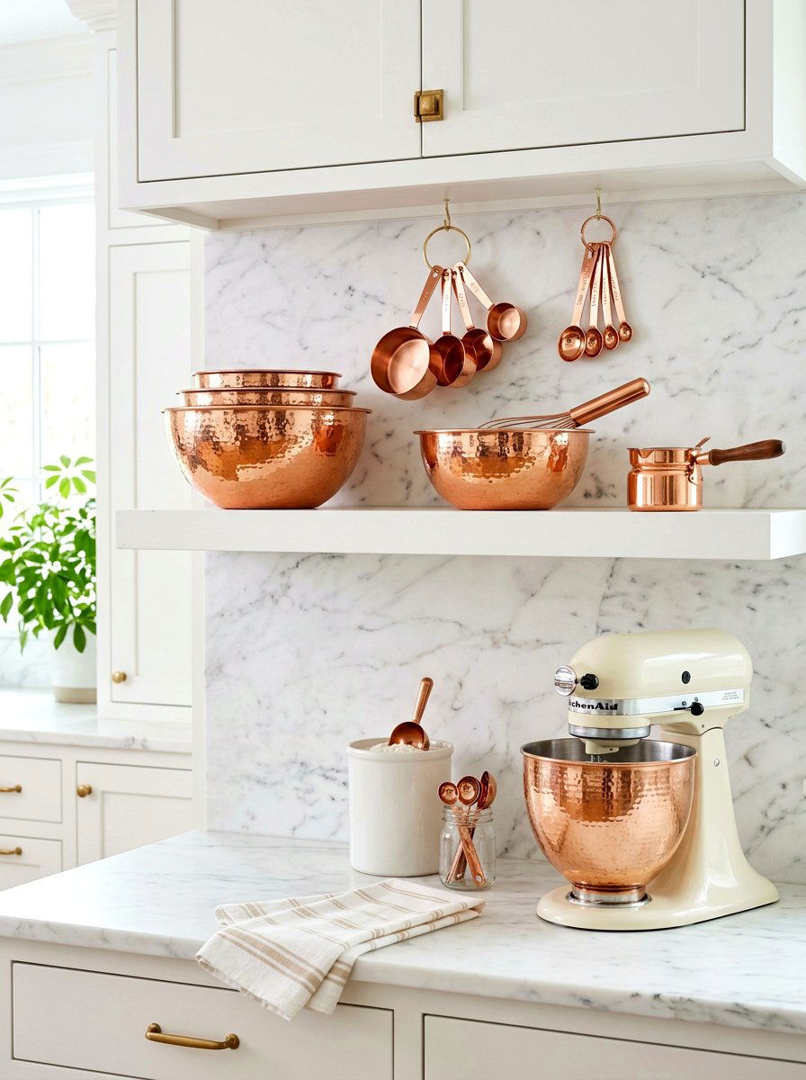Copper baking accents - 30 baking corner ideas