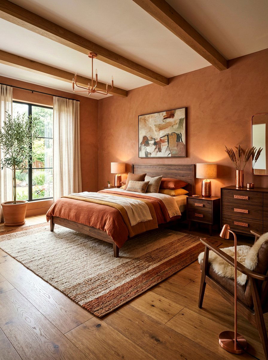 Copper bedroom accents - 30 earthy bedroom ideas