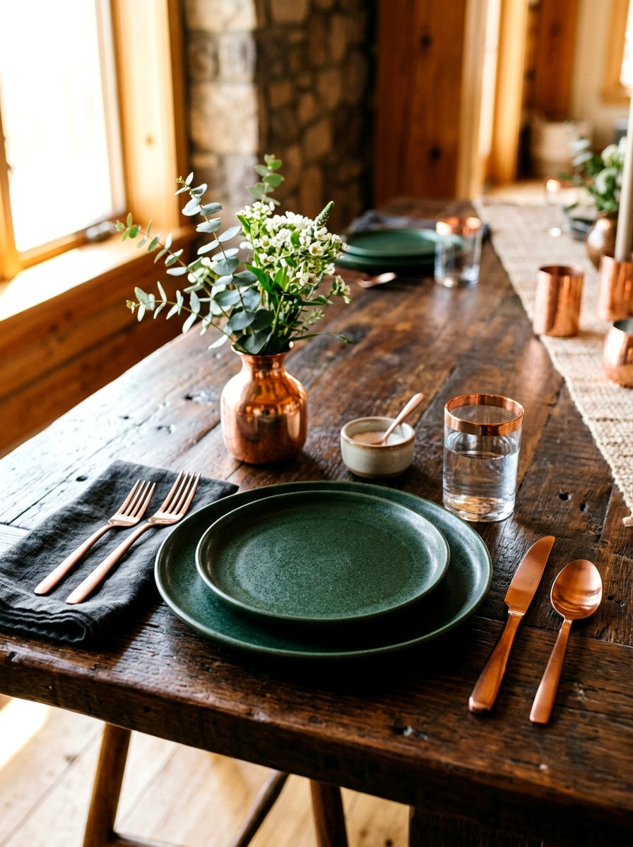 Copper flatware place setting - 30 place setting ideas