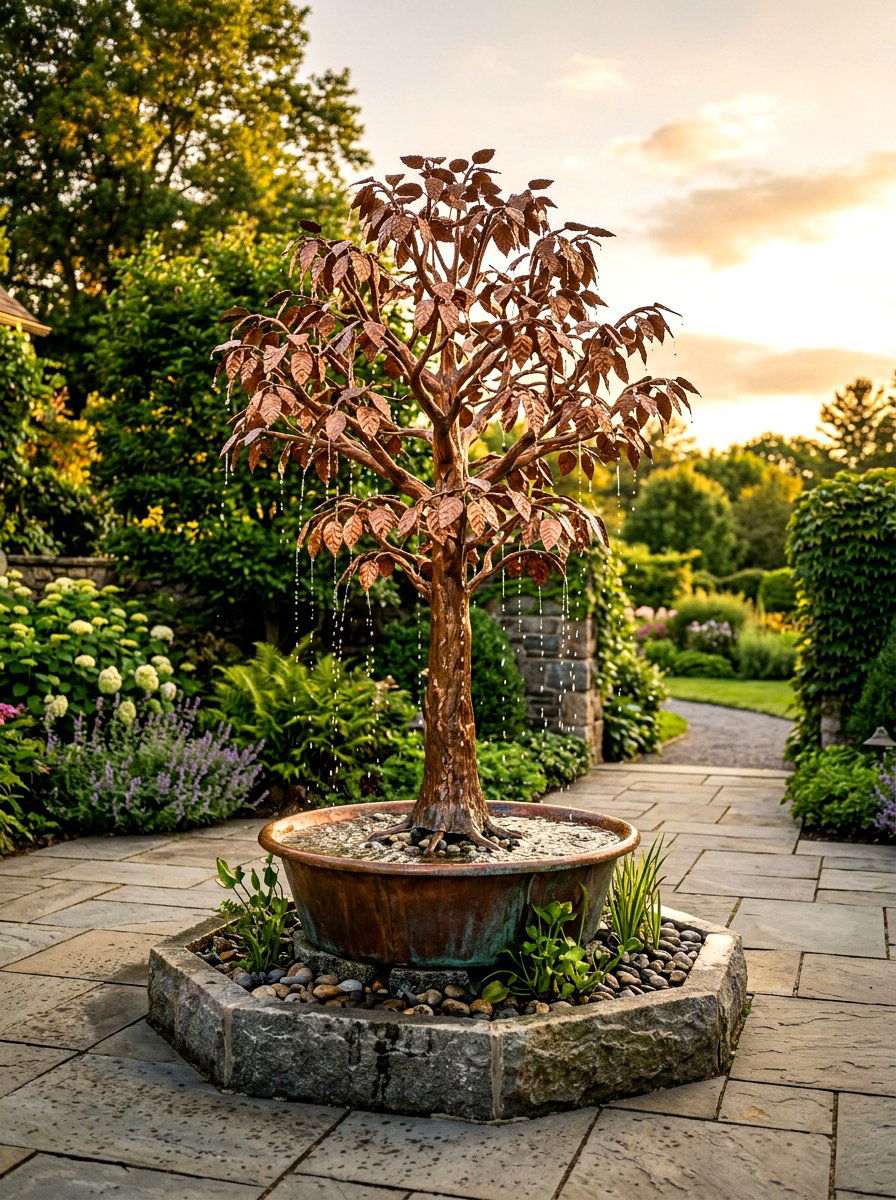 Copper fountain - 30 patio fountain ideas