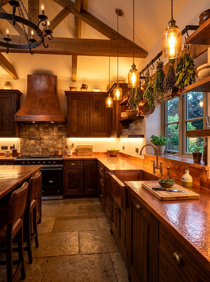 Copper integrated kitchen counter - 30 integrated sink countertop ideas