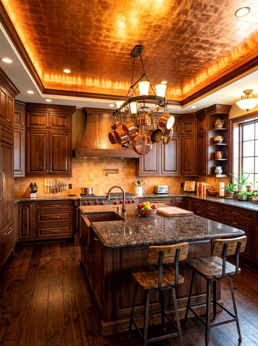 Copper leaf ceiling - 30 painted ceiling ideas