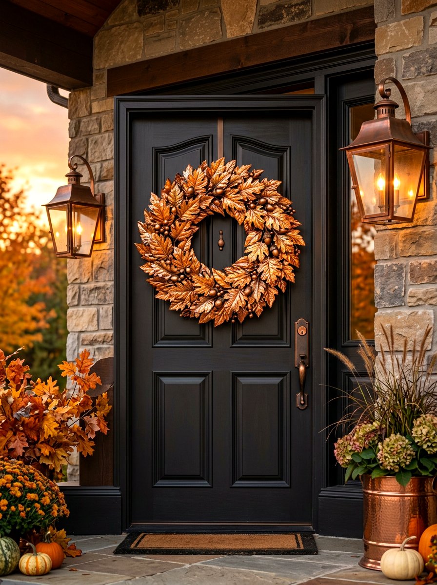 Copper leaf metal wreath - 30 fall wreath ideas
