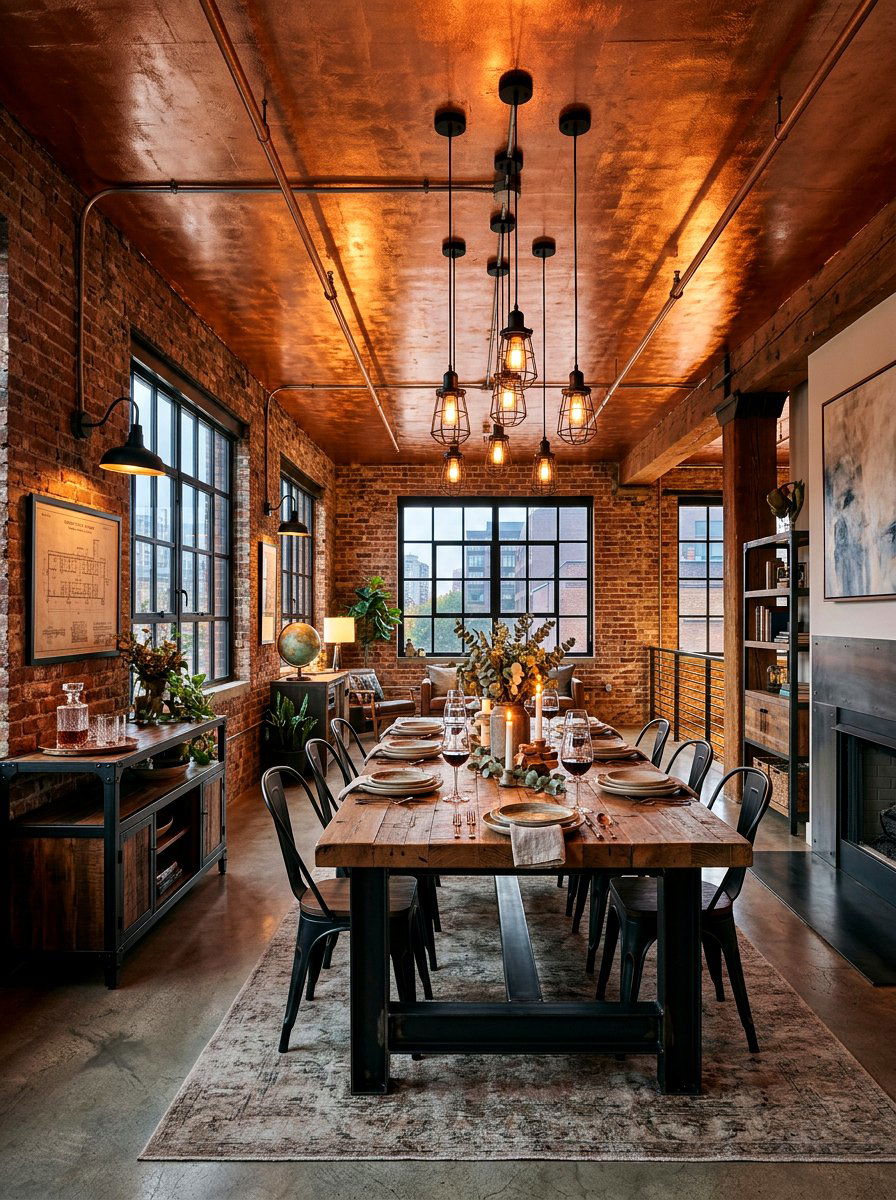 Copper painted dining room ceiling - 30 painted ceiling dining room ideas