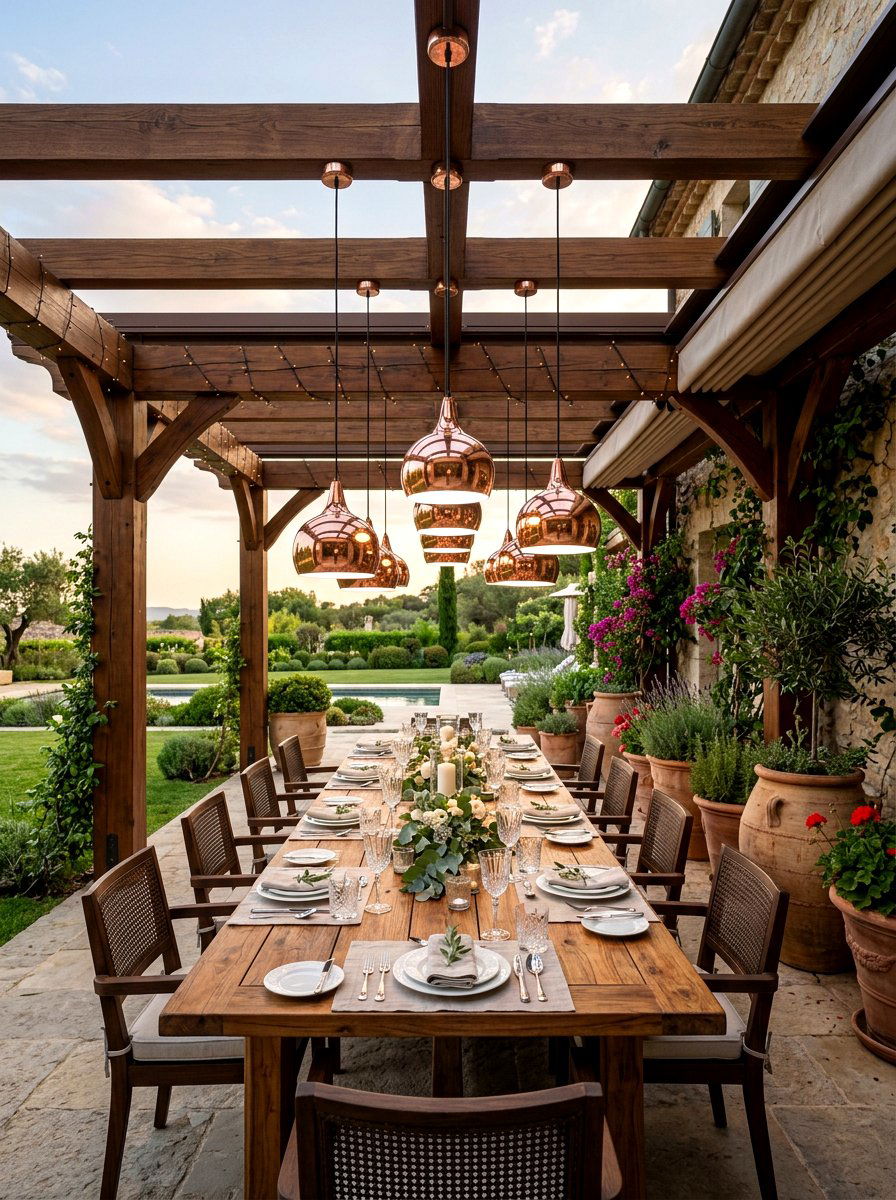 Copper pendant lights - 30 pergola lighting ideas