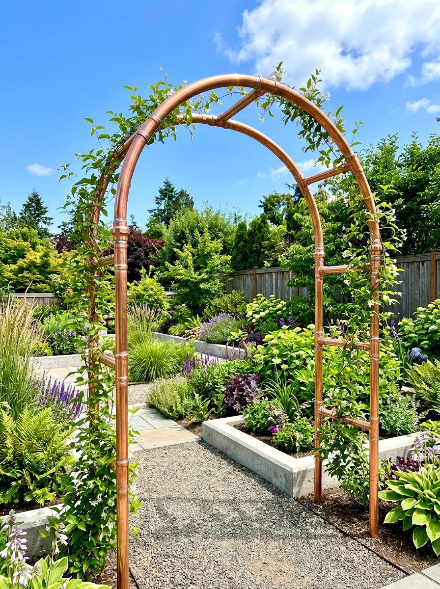 Copper pipe garden arbor - 30 arbor entry exterior ideas