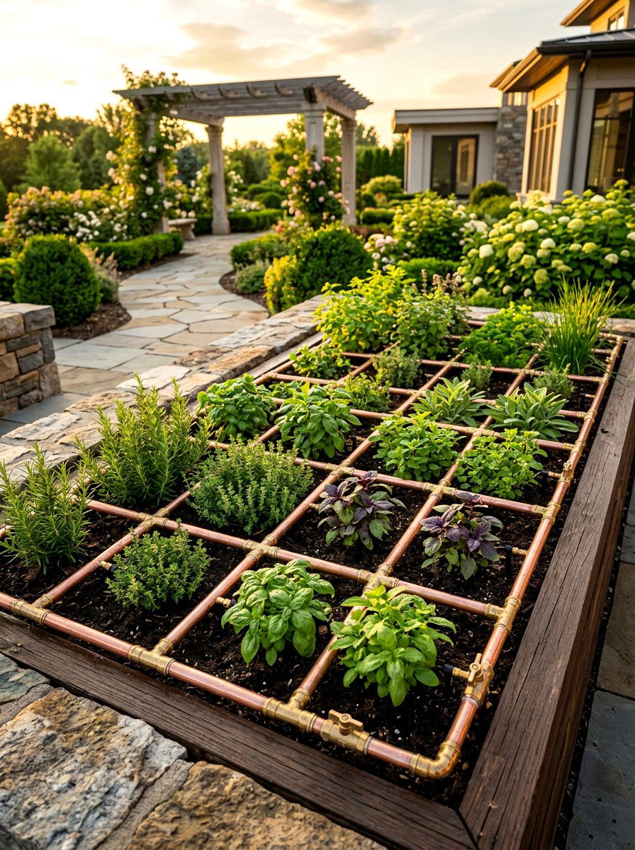 Copper pipe grid - 30 raised bed irrigation ideas