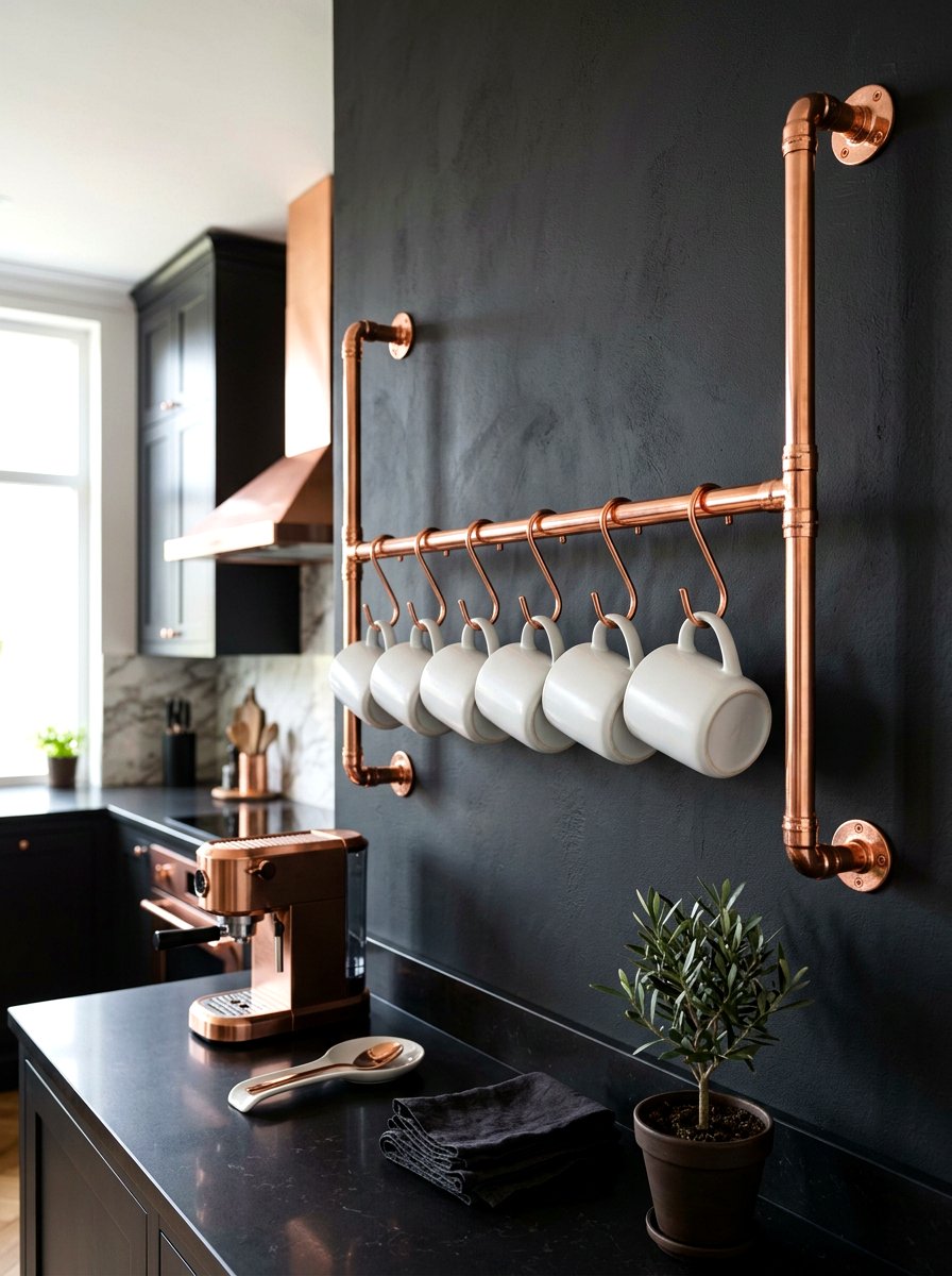 Copper pipe hanger - 30 mug display ideas
