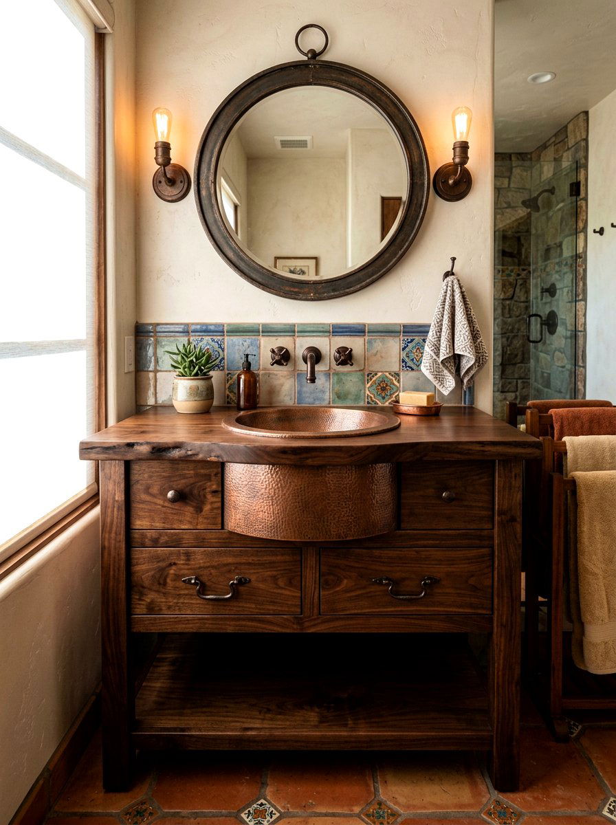 Copper sink vanity - 30 powder room vanity ideas