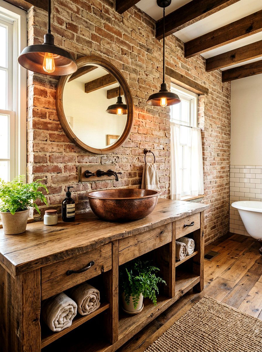 Copper vessel sink rustic bathroom - 30 vessel sink bathroom ideas