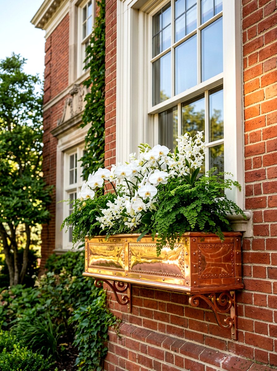 Copper window box - 30 window flower box ideas