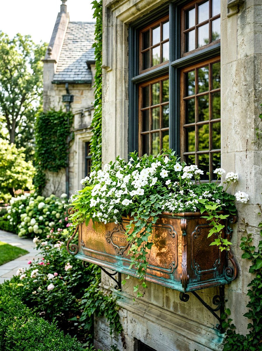Copper window box - 30 window box ideas