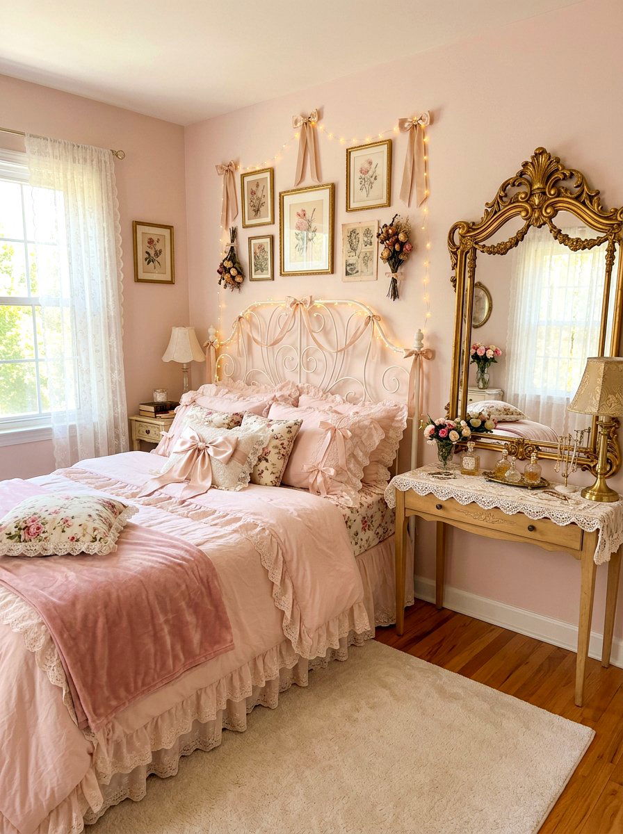 Coquette Aesthetic Bedroom - 30 college bedroom ideas