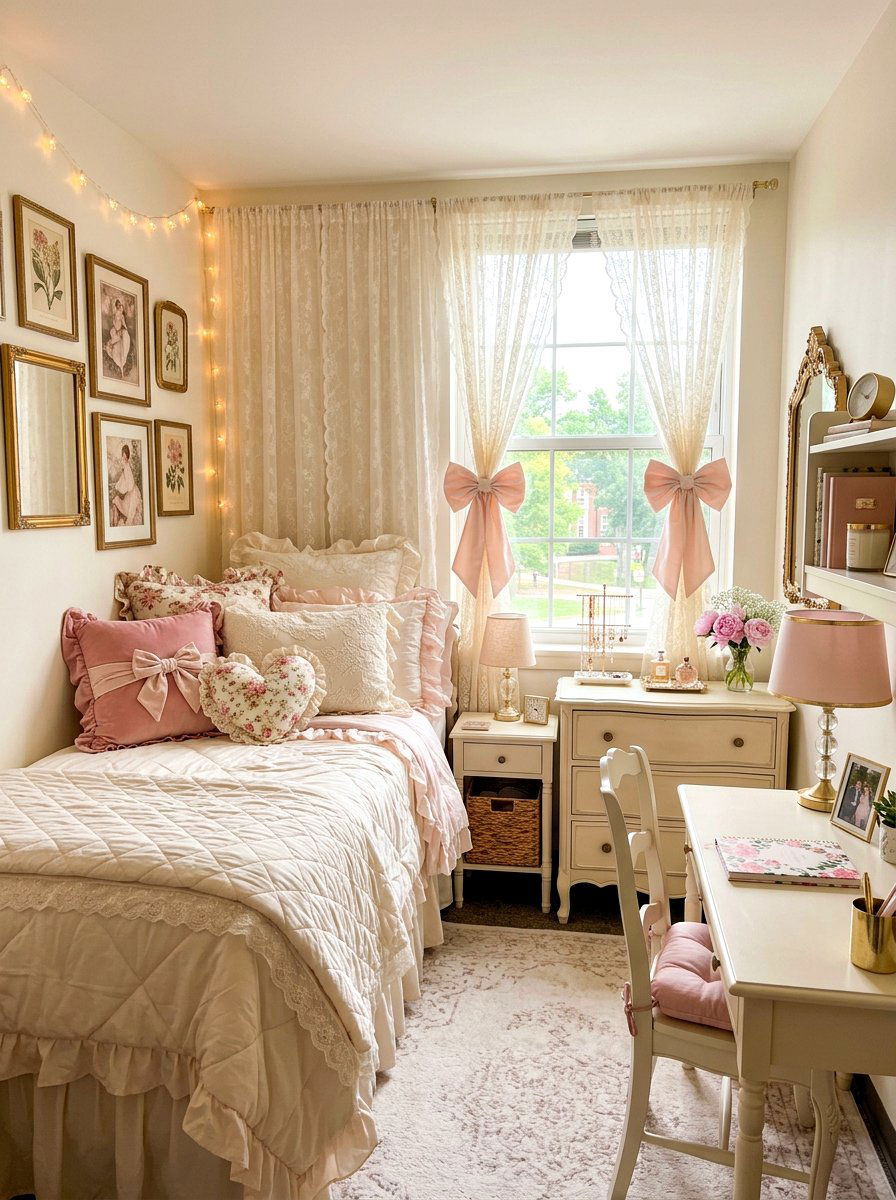 Coquette Dorm Room - 30 dorm room ideas