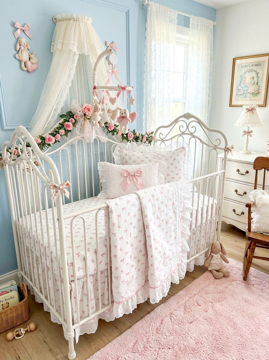 Coquette nursery bedding - 30 bow nursery decor ideas