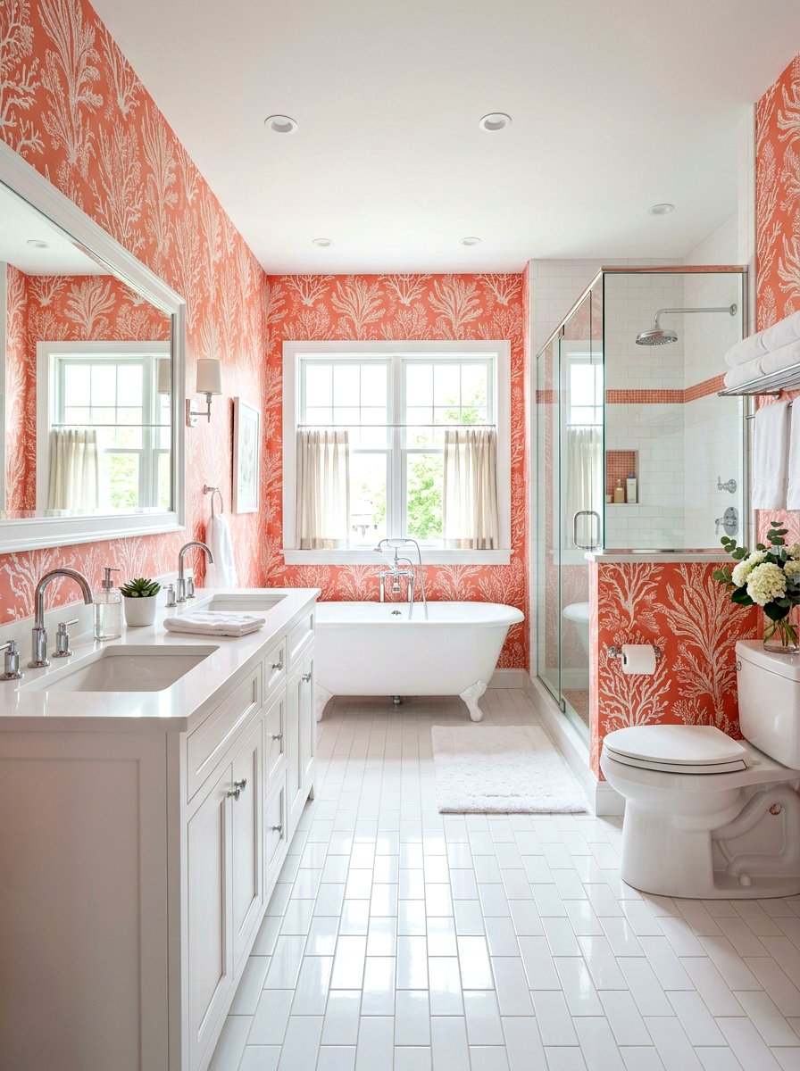 Coral And White Bathroom - 30 bathroom color scheme ideas