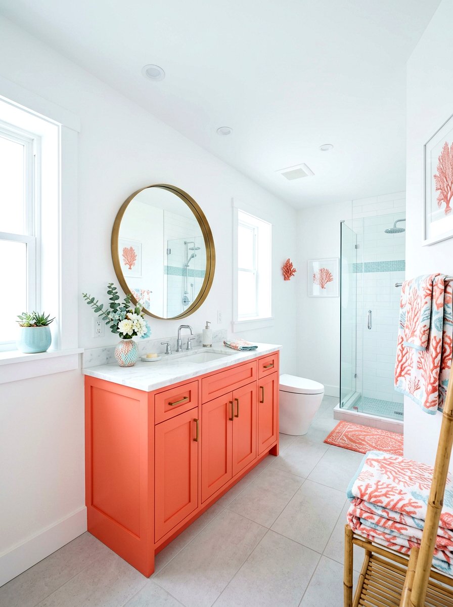 Coral Bathroom Decor - 30 summer bathroom decor ideas
