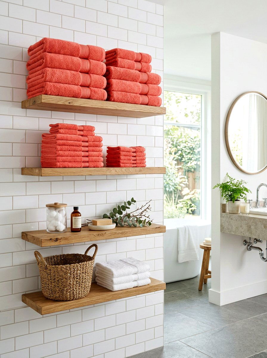 Coral Bathroom Towels - 30 coral bathroom decor ideas