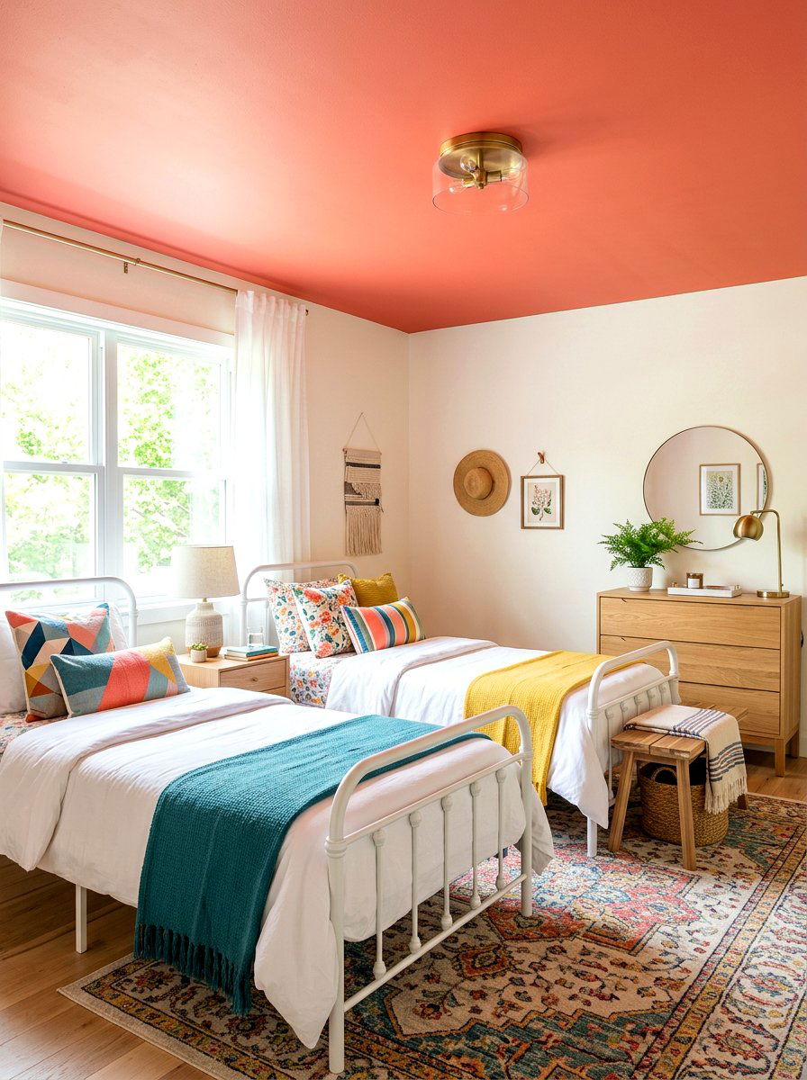 Coral Ceiling Color - 30 statement ceiling paint ideas