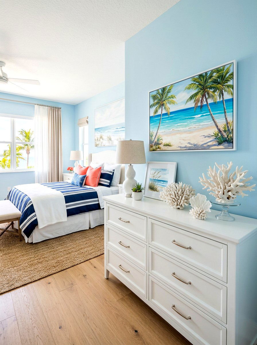 Coral Decor Objects - 30 Hamptons bedroom ideas