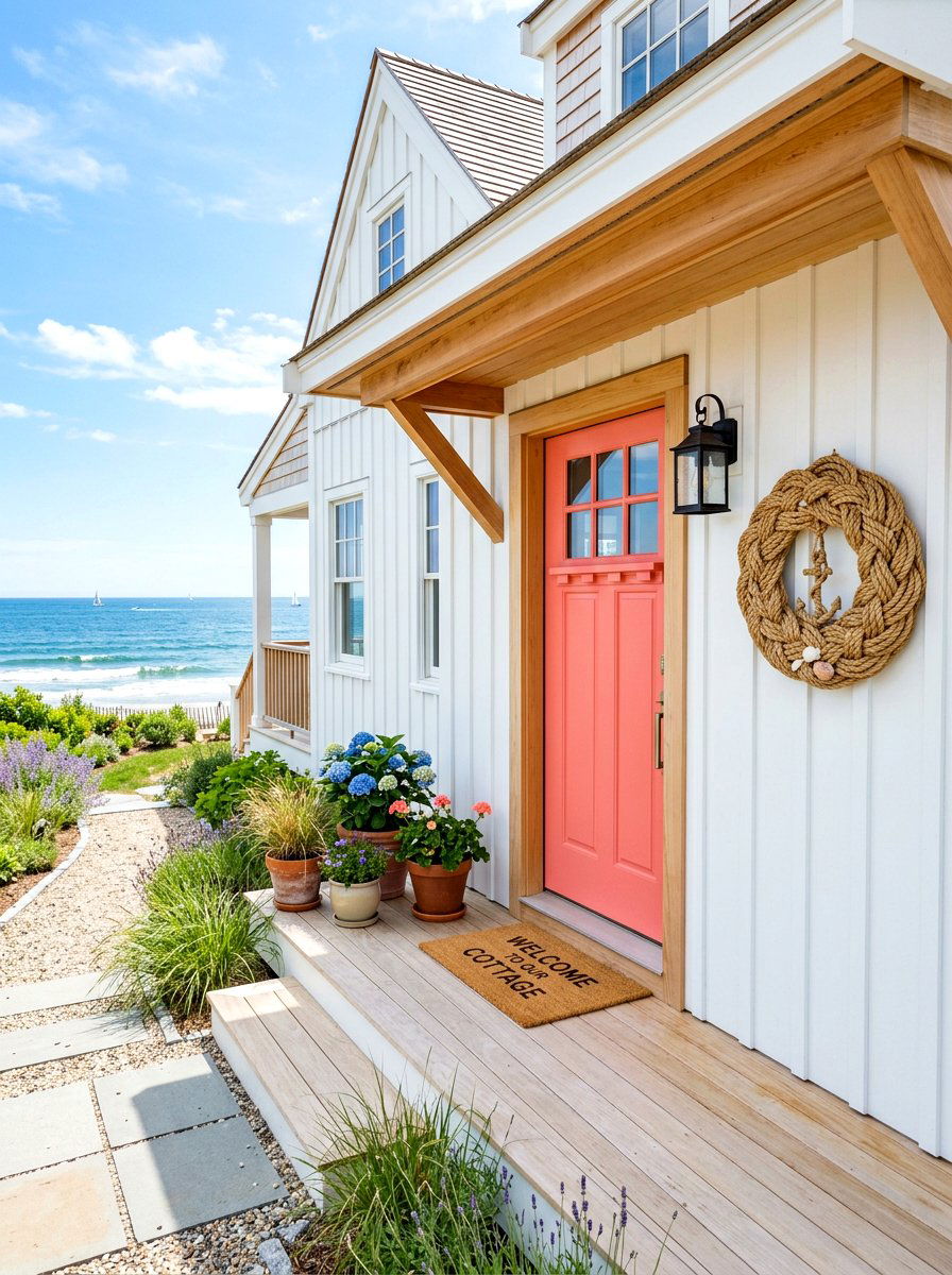 Coral Front Door - 30 front door paint color ideas