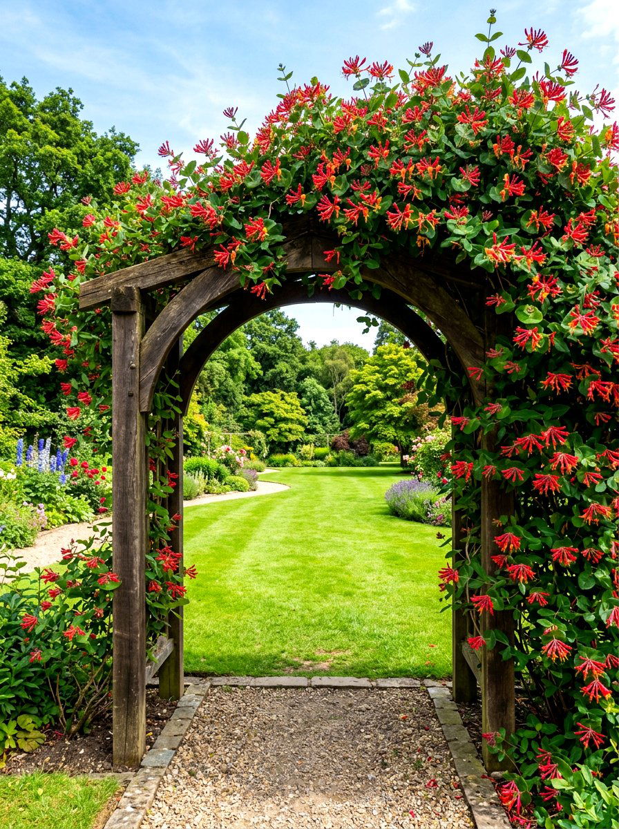 Coral Honeysuckle - 30 hummingbird garden ideas