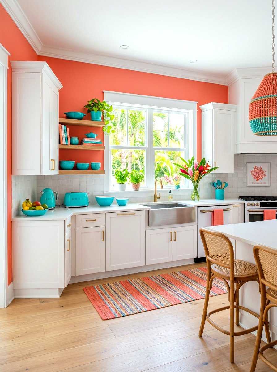 Coral Kitchen Wall - 30 kitchen wall color ideas