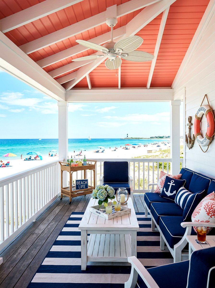 Coral Porch Ceiling - 30 porch ceiling paint ideas