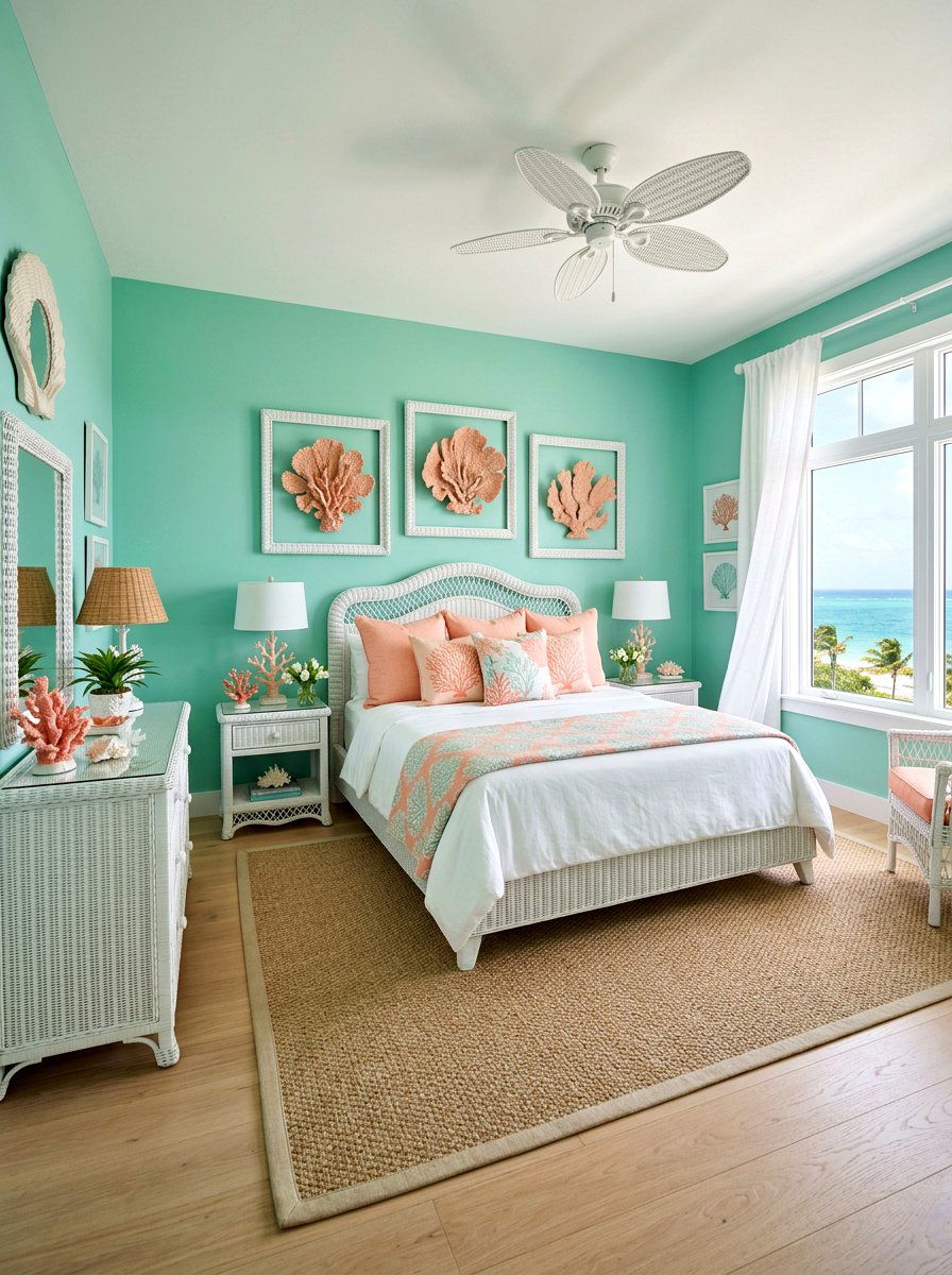 Coral Reef Bedroom - 30 resort summer bedroom ideas