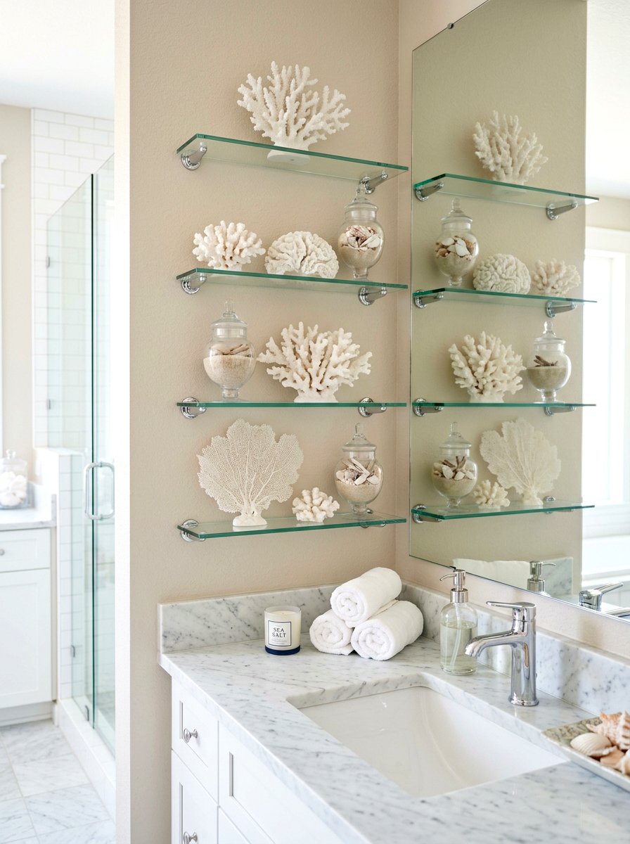 Coral Shelf Decor - 30 seaside bathroom ideas