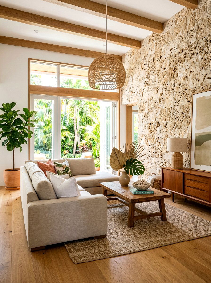 Coral Stone Wall - 30 island style home ideas