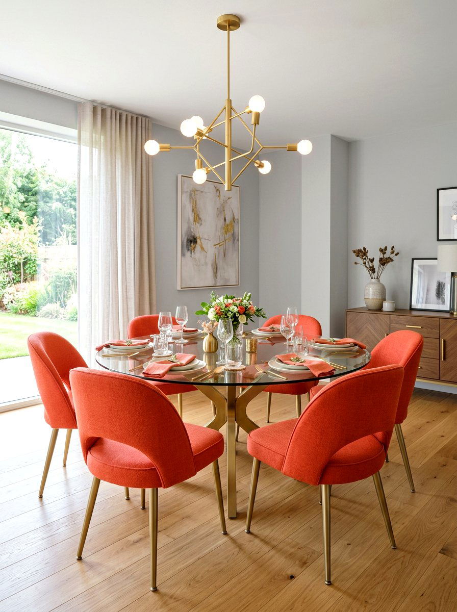 Coral dining chairs - 30 coral decor ideas