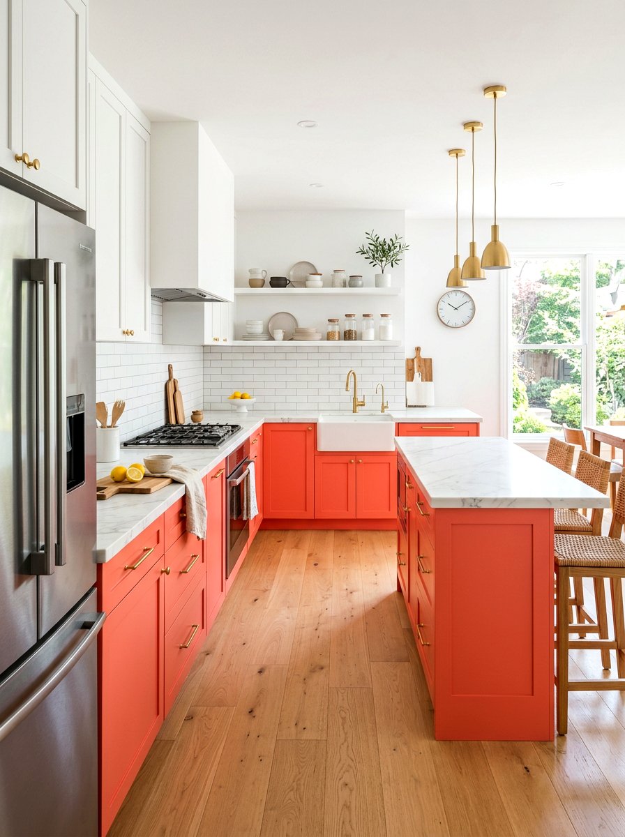 Coral kitchen cabinets - 30 coral decor ideas