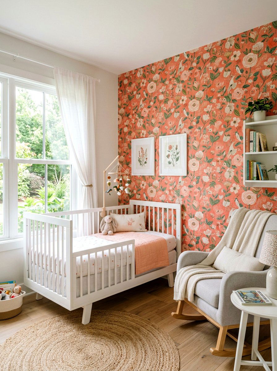 Coral nursery wallpaper - 30 coral decor ideas