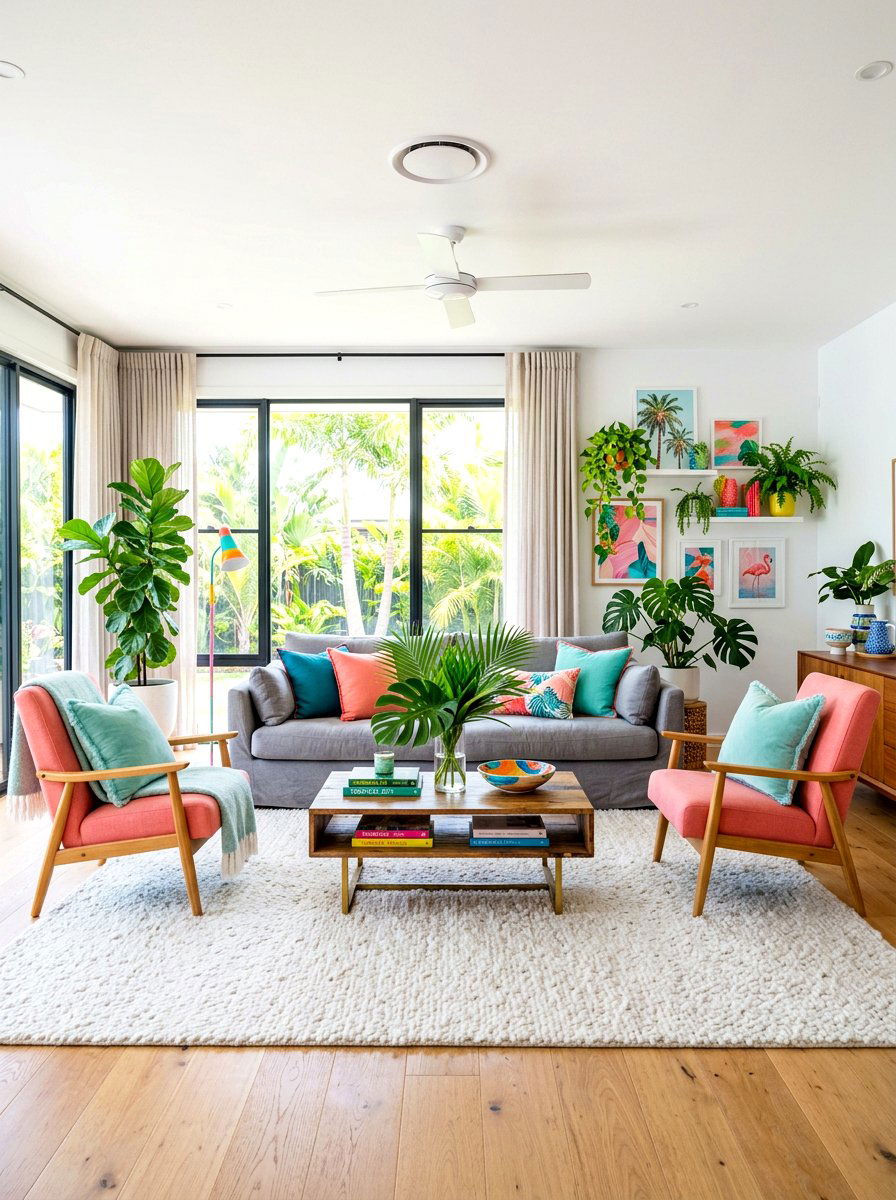 Coral pink upholstery - 30 sunset palette decor ideas