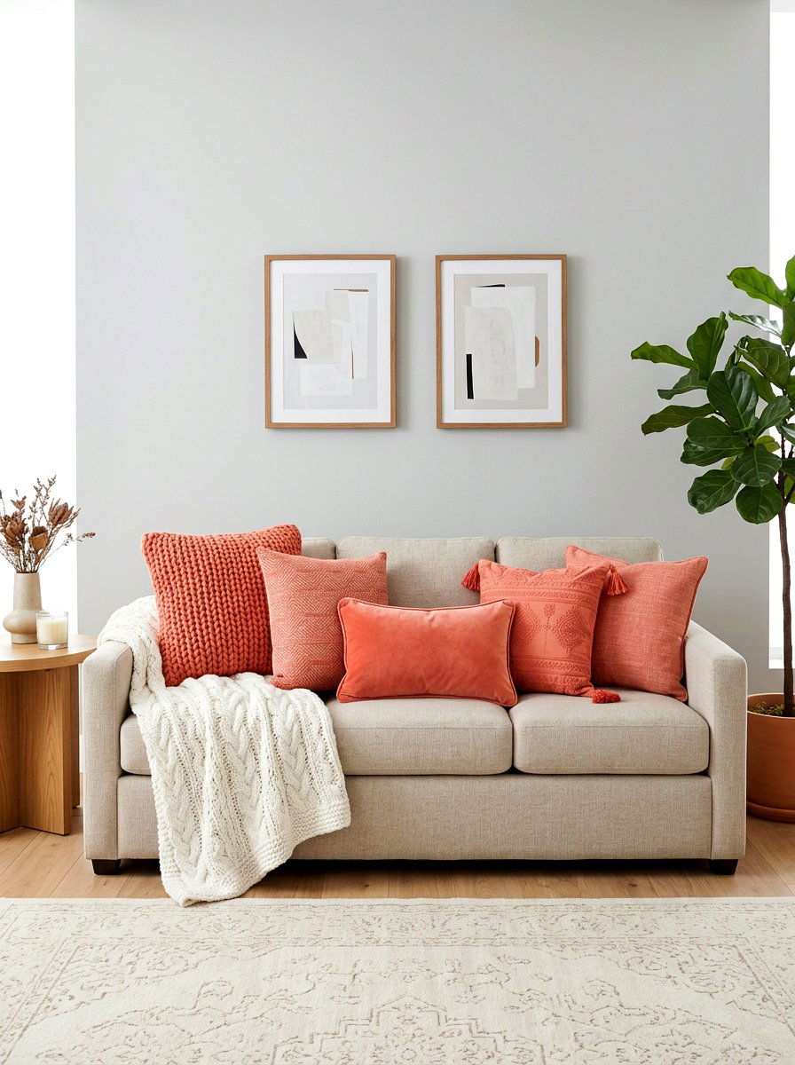 Coral throw pillows - 30 coral decor ideas