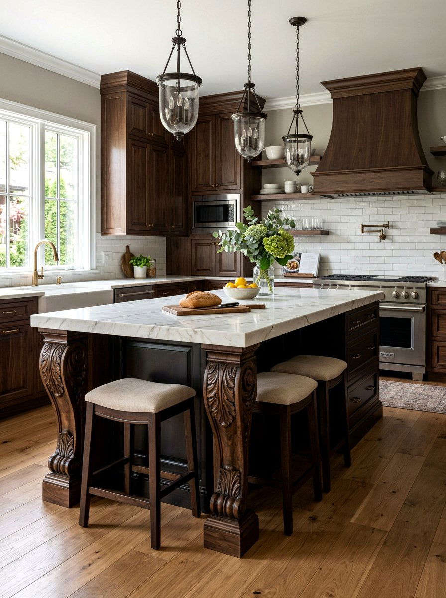 Corbels Kitchen Island - 30 decorative molding ideas