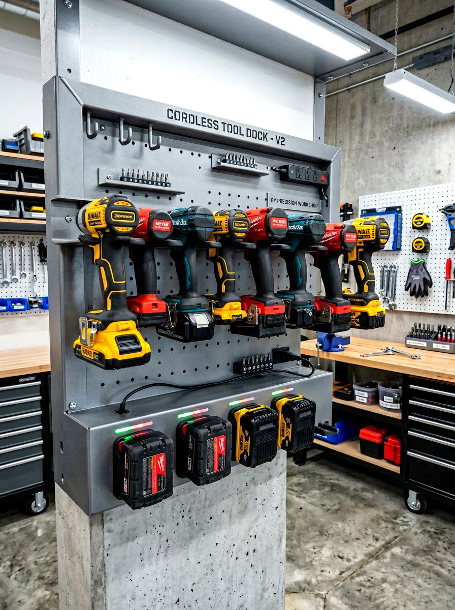 Cordless Tool Dock - 30 power tool storage ideas