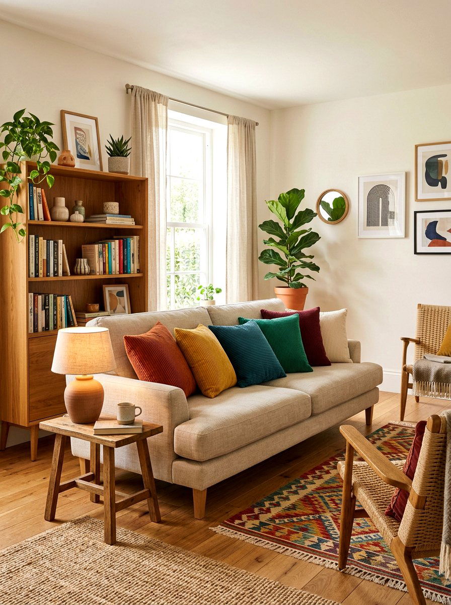 Corduroy Throw Cushion - 30 layered texture living room ideas