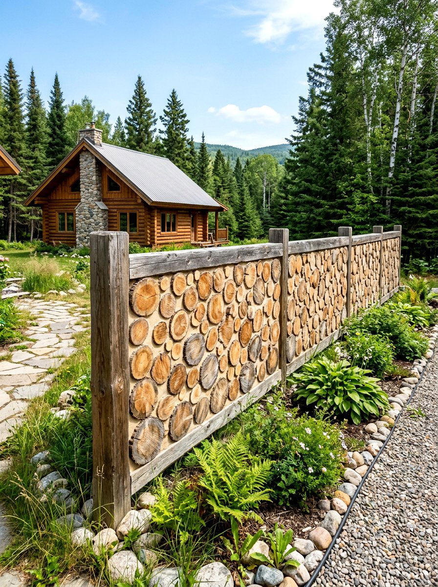 Cordwood Fence - 30 rustic fence ideas