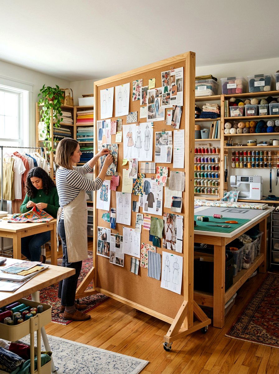 Cork Board Divider - 30 freestanding screen divider ideas