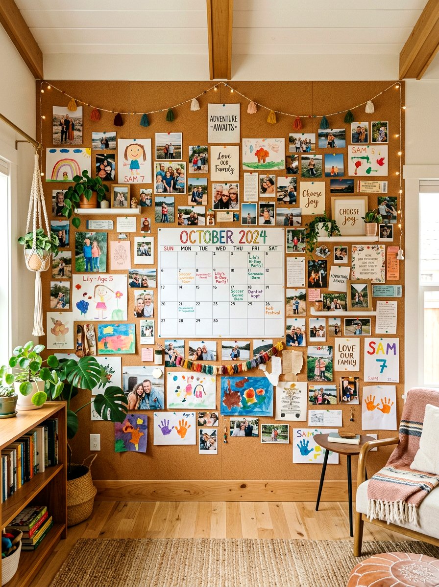 Cork Board Inspiration Wall - 30 family command center ideas