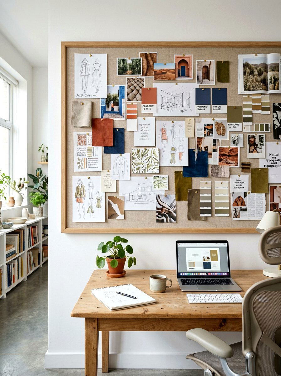 Cork Board Mood Board - 30 organizing a home office ideas