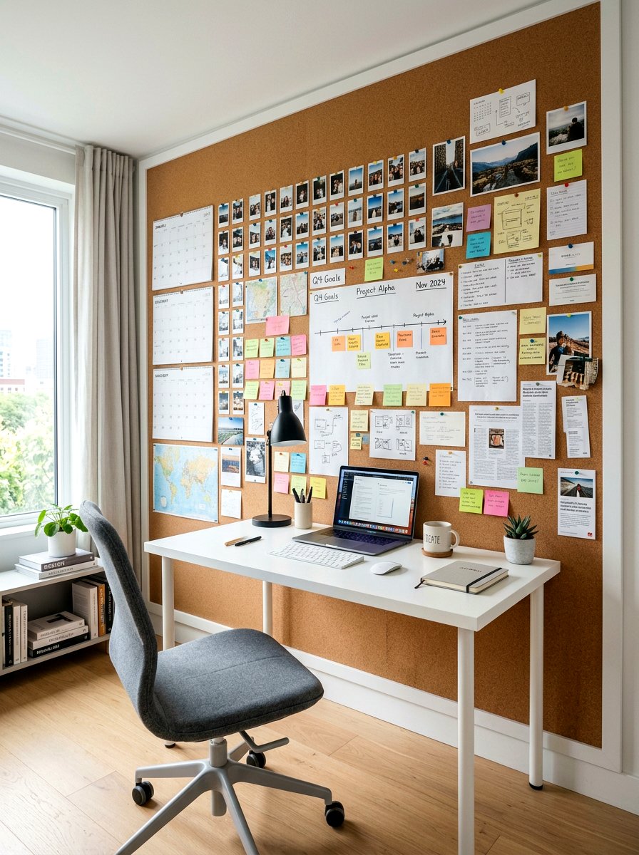 Cork Board Wall Office - 30 private study room ideas