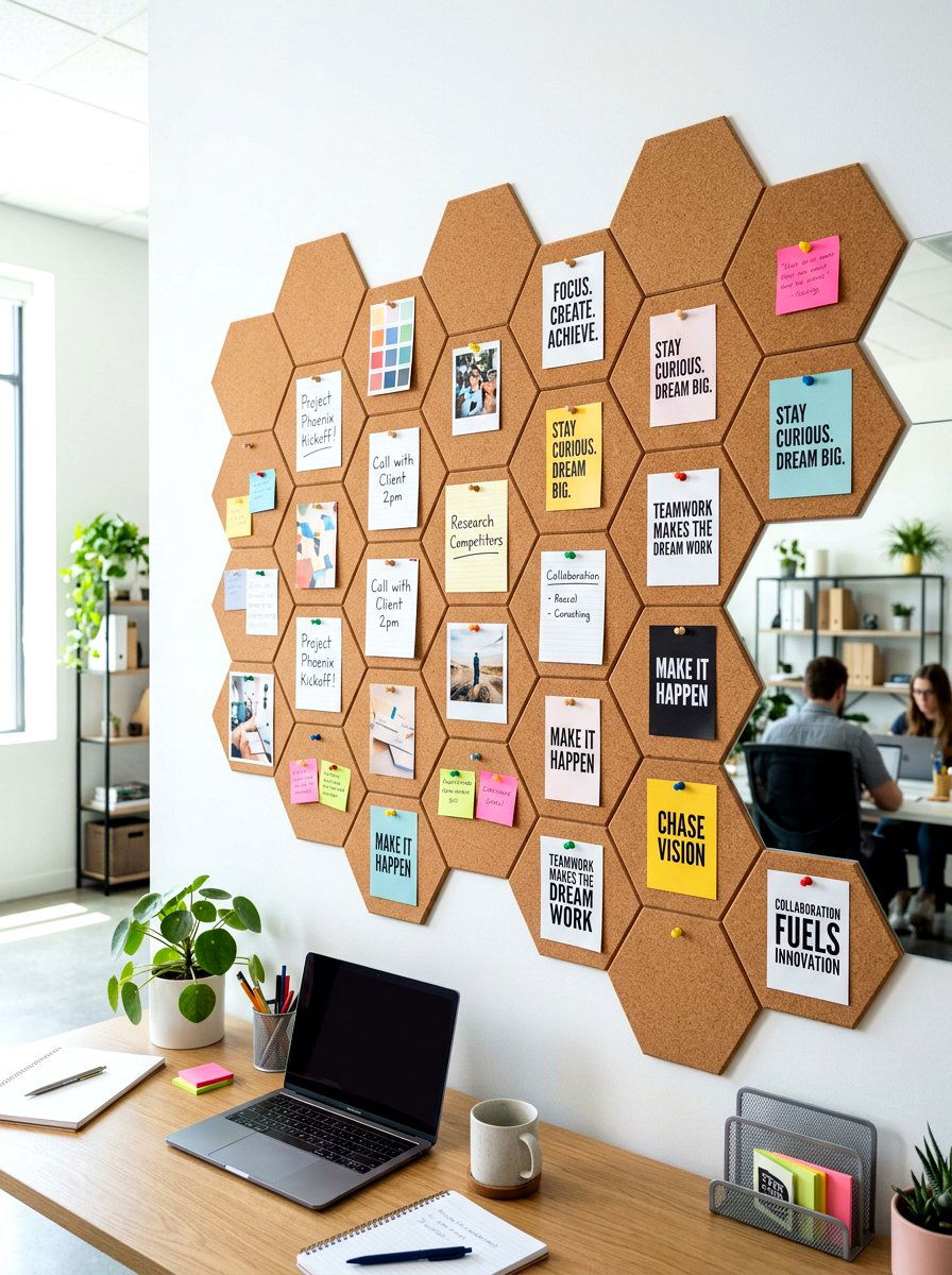 Cork Board Wall Tile - 30 office organization ideas