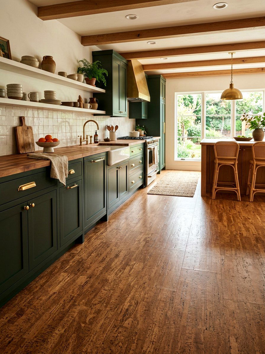 Cork Kitchen Floor - 30 eco friendly kitchen ideas