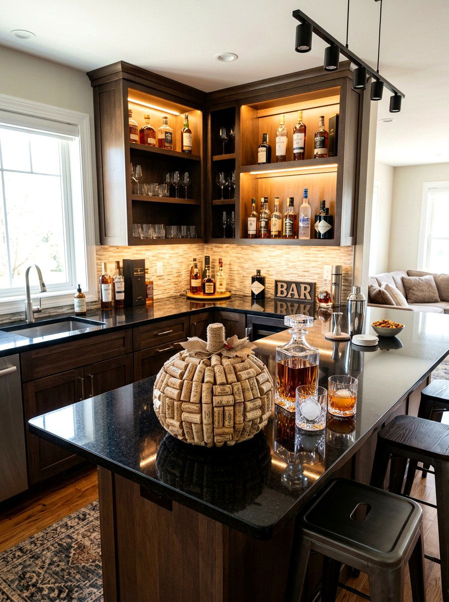 Cork Pumpkin Countertop - 30 pumpkin without pumpkins decor ideas