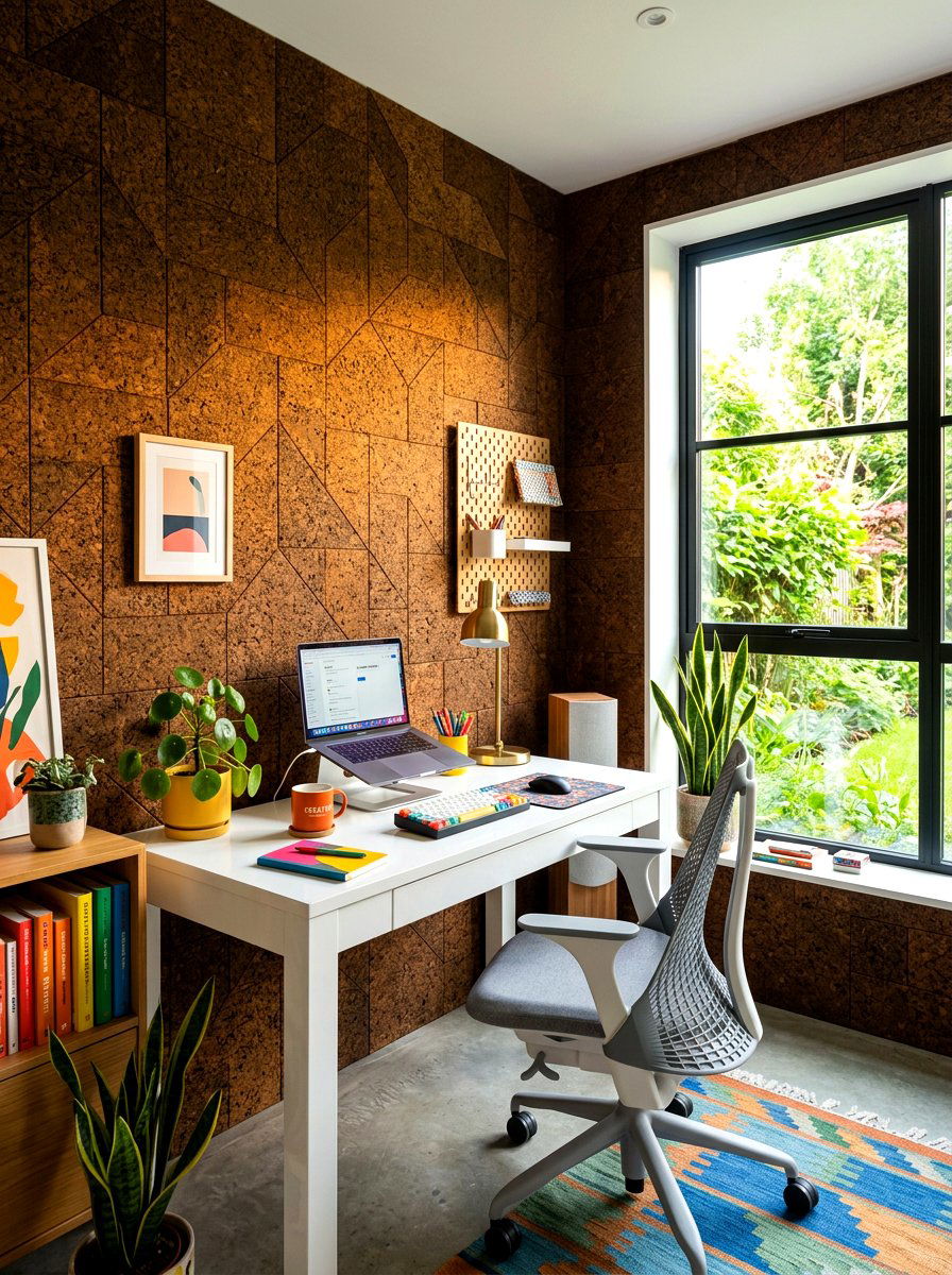 Cork Tile Wall - 30 textured wall ideas